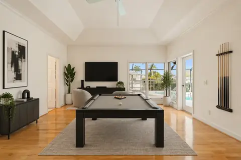 Game room staged in the Modern style
