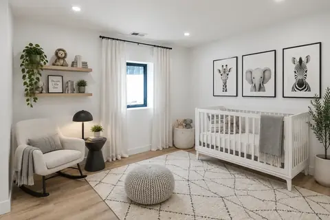 Nursery staged in the Modern style